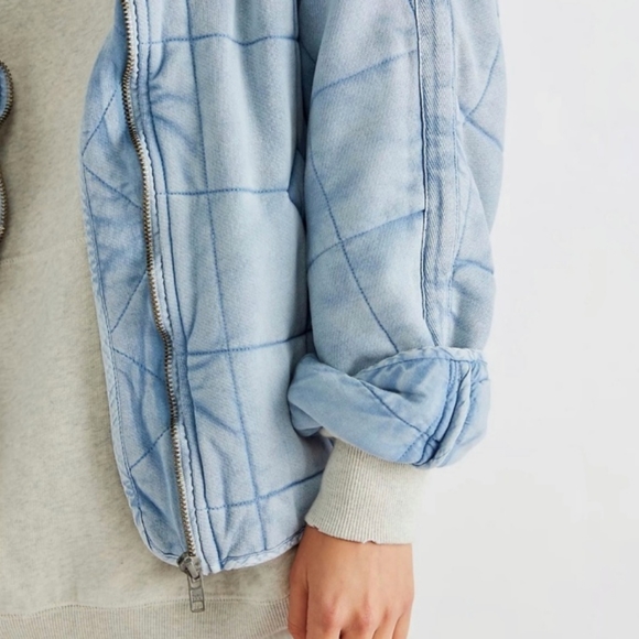 FREE PEOPLE Blue Quilted Dolman Jacket - Picture 3 of 7